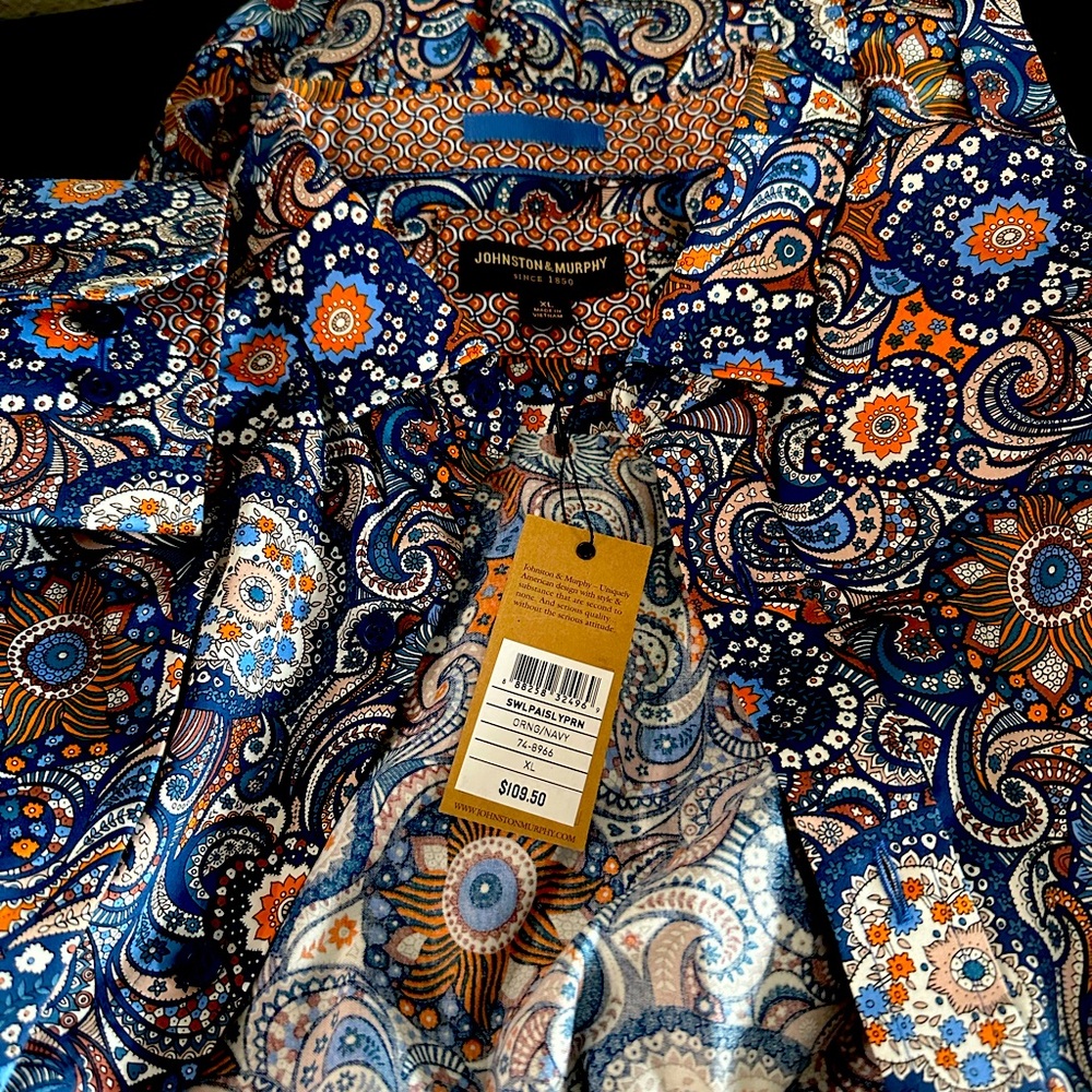 Mens Johnston & Murphy long sleeve dress shirt Size XL